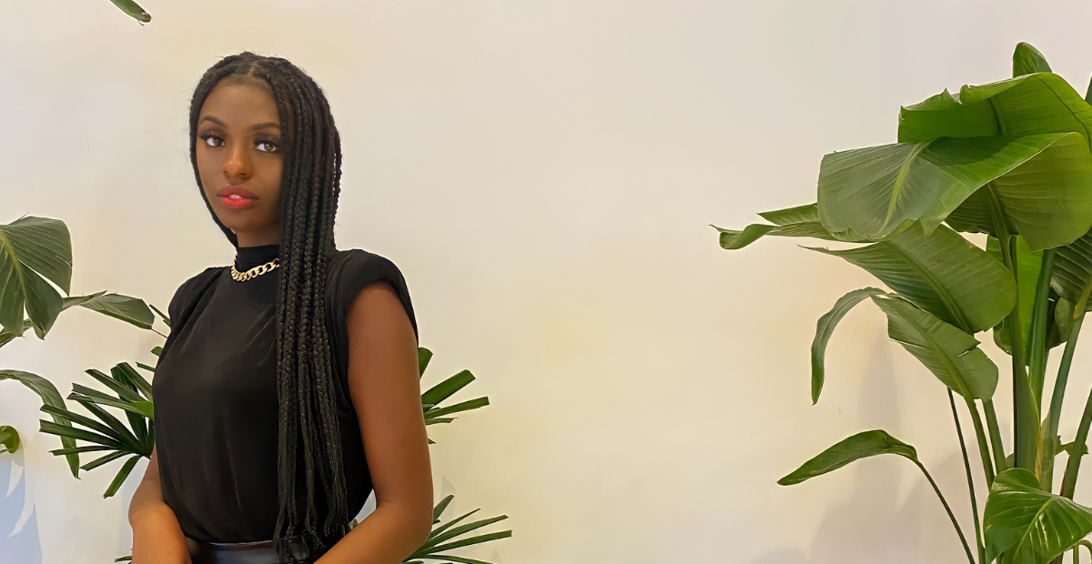 Woman in a braided hairstyle wearing braids